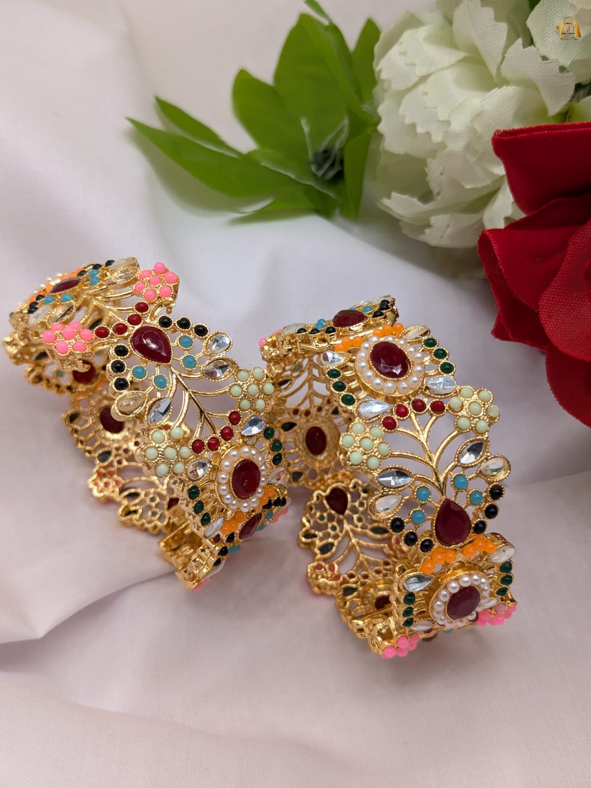 Beautiful Nauratan Openable Size Bangles - Image 2